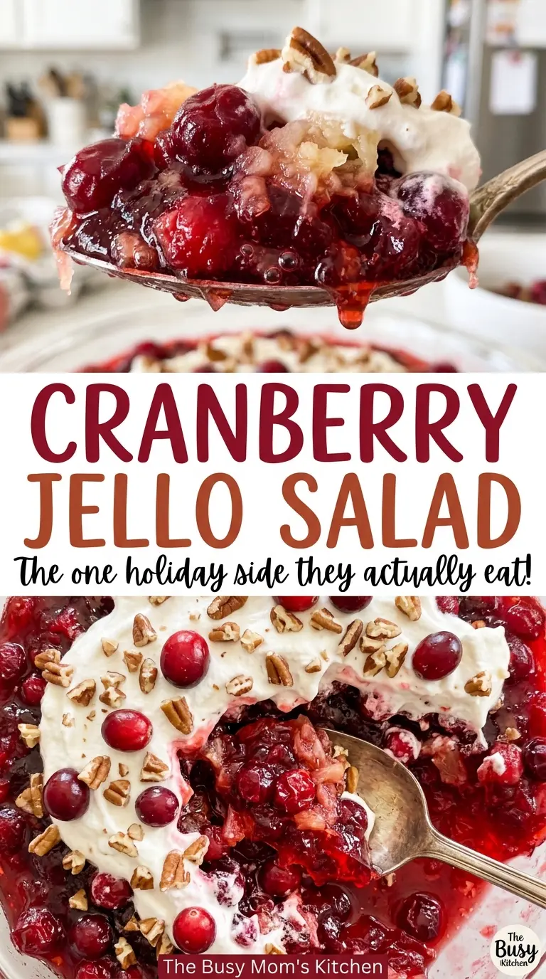 Cranberry Jello Salad with ruby gelatin and pecans