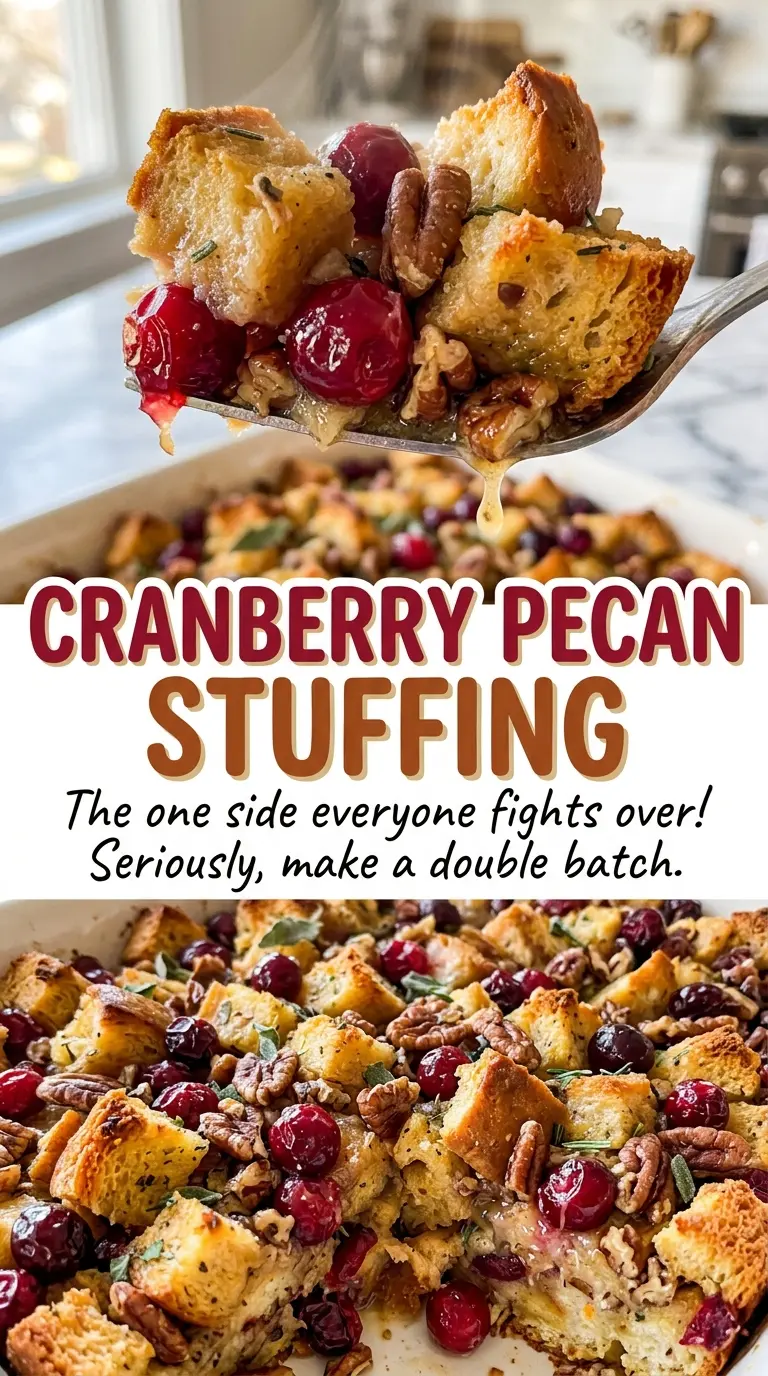 Cranberry pecan stuffing with tart fruit