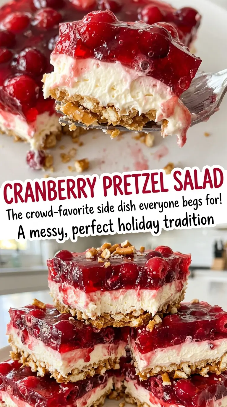 Cranberry Pretzel Salad creamy cranberry layers