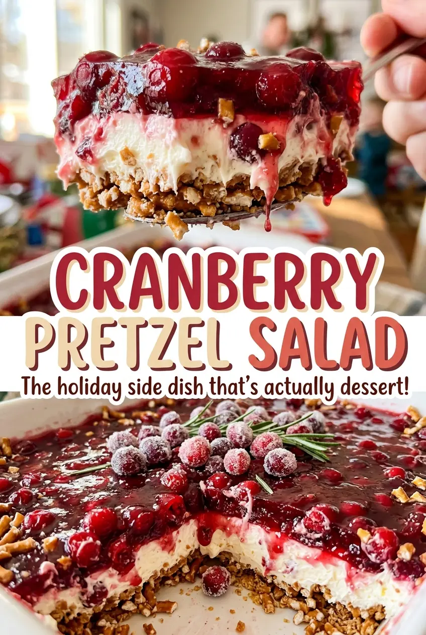 Cranberry Pretzel Salad layered cranberry dessert