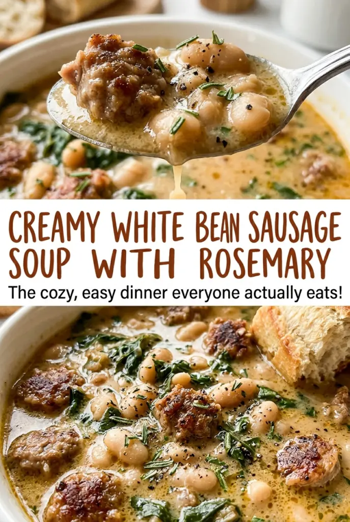 Creamy White Bean Sausage Soup with Rosemary