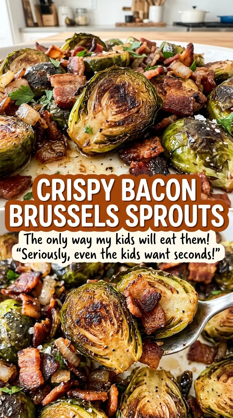 Crispy Bacon Brussels Sprouts with crisp bacon