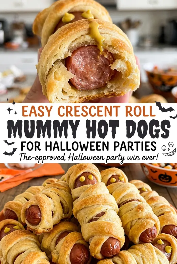Easy Crescent Roll Mummy Hot Dogs for Halloween Parties