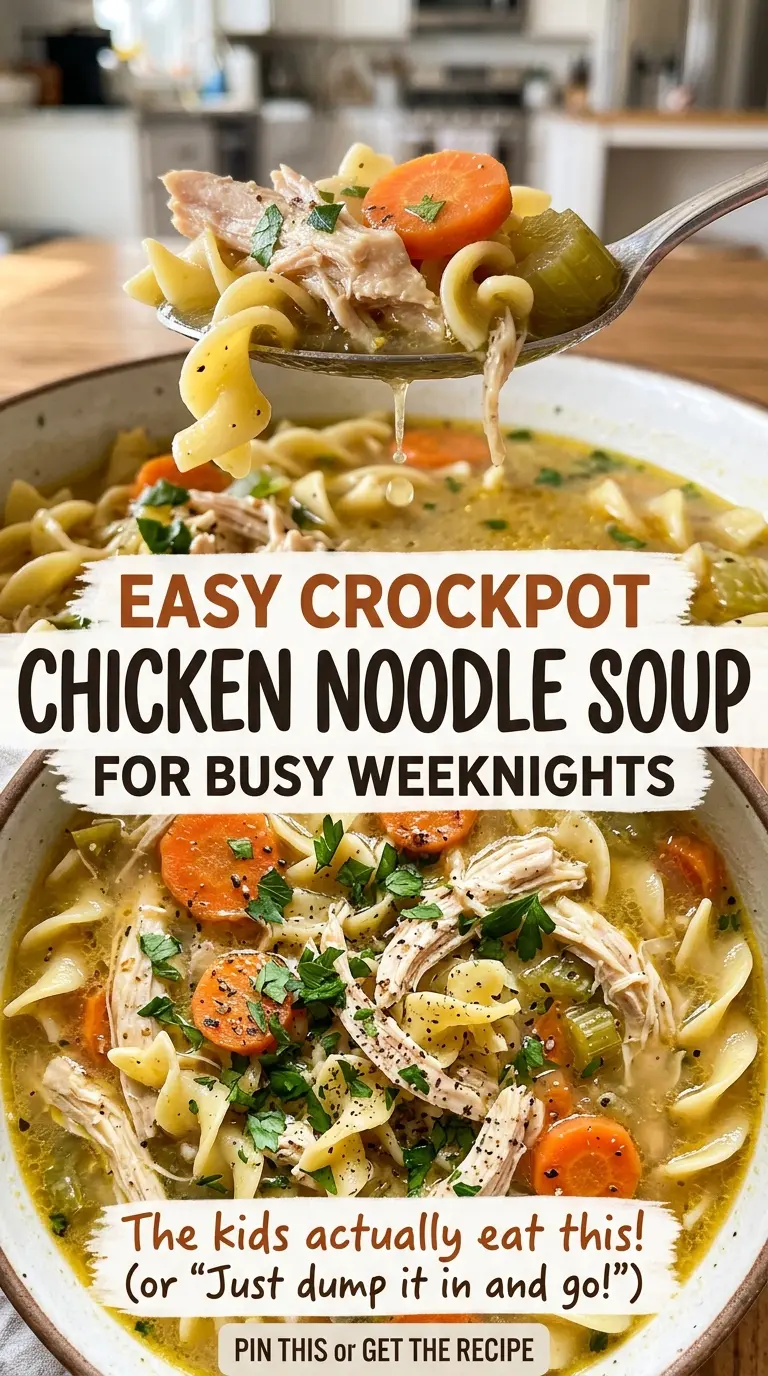 Easy Crockpot Chicken Noodle Soup, cozy and hearty