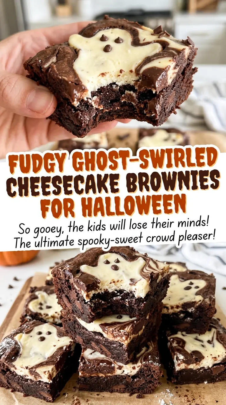 Fudgy Ghost-Swirled Cheesecake Brownies with fudgy marbled tops