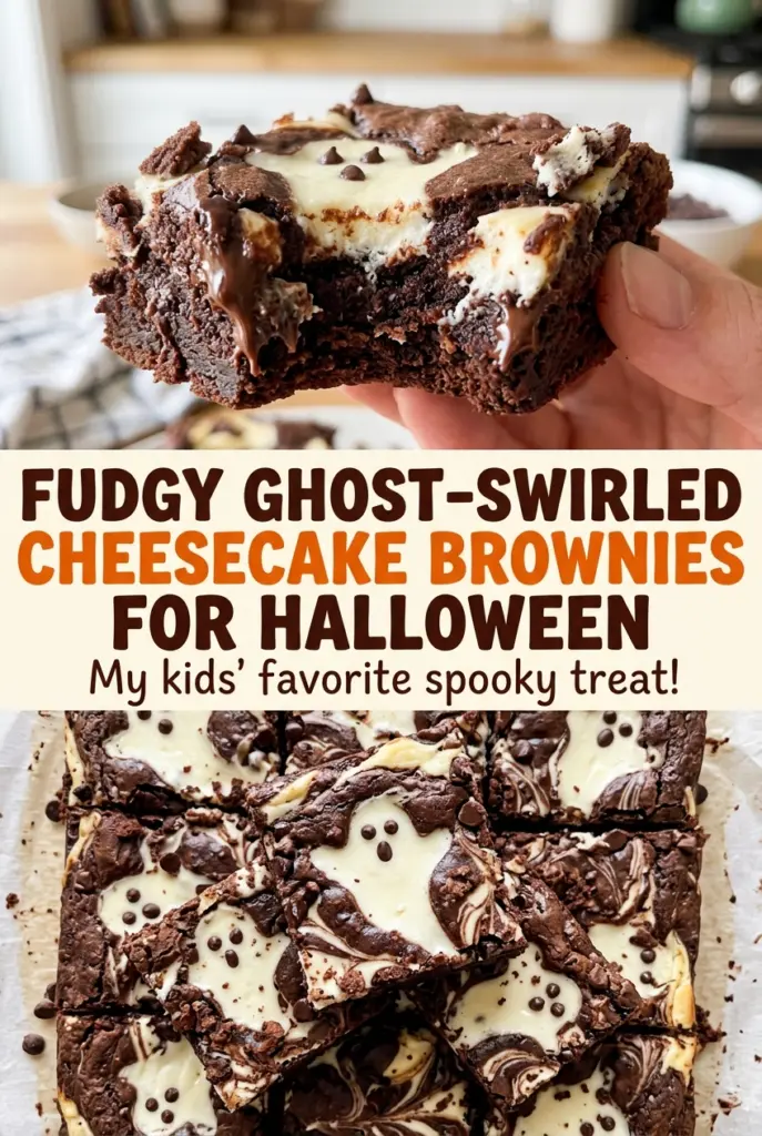 Fudgy Ghost-Swirled Cheesecake Brownies for Halloween