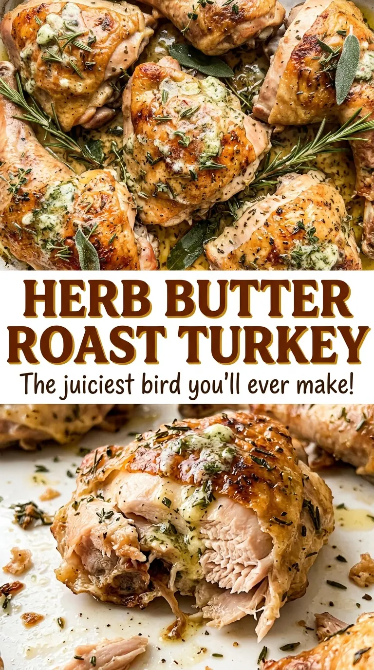 Herb Butter Roast Turkey with crisp, golden skin