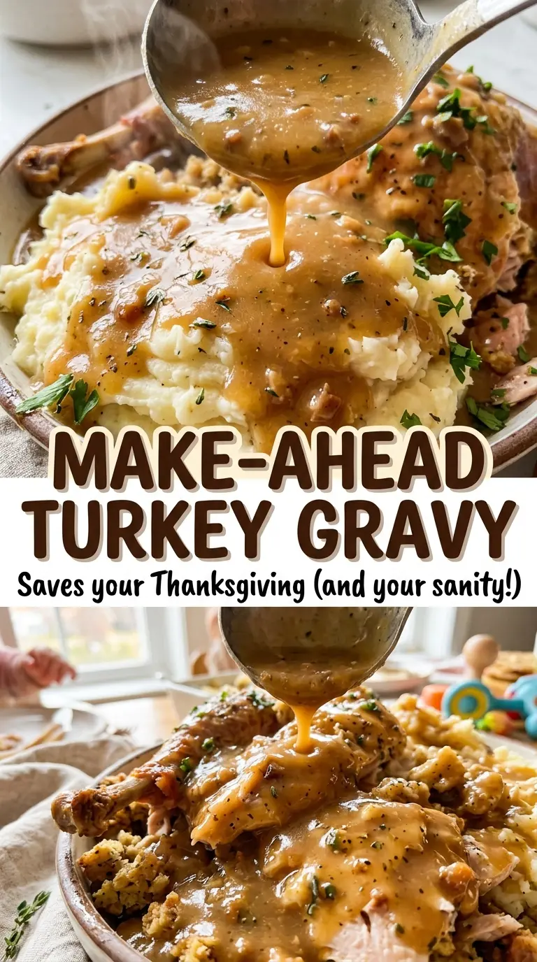 Make-Ahead Turkey Gravy smooth, golden finish