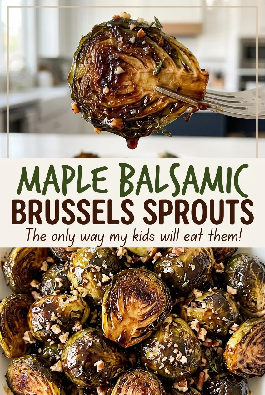 Maple Balsamic Brussels Sprouts browned and glossy