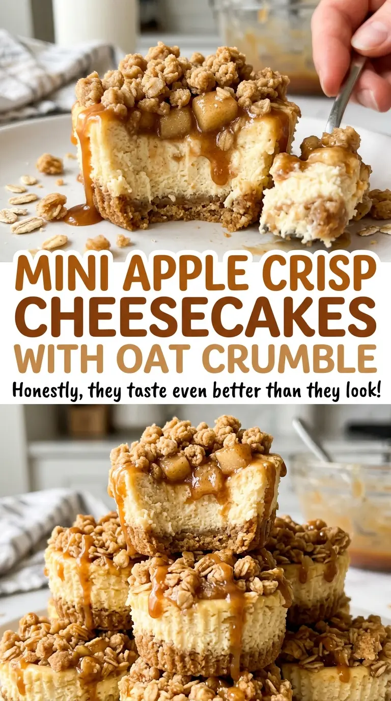 Mini Apple Crisp Cheesecakes with Oat Crumble oat-topped minis