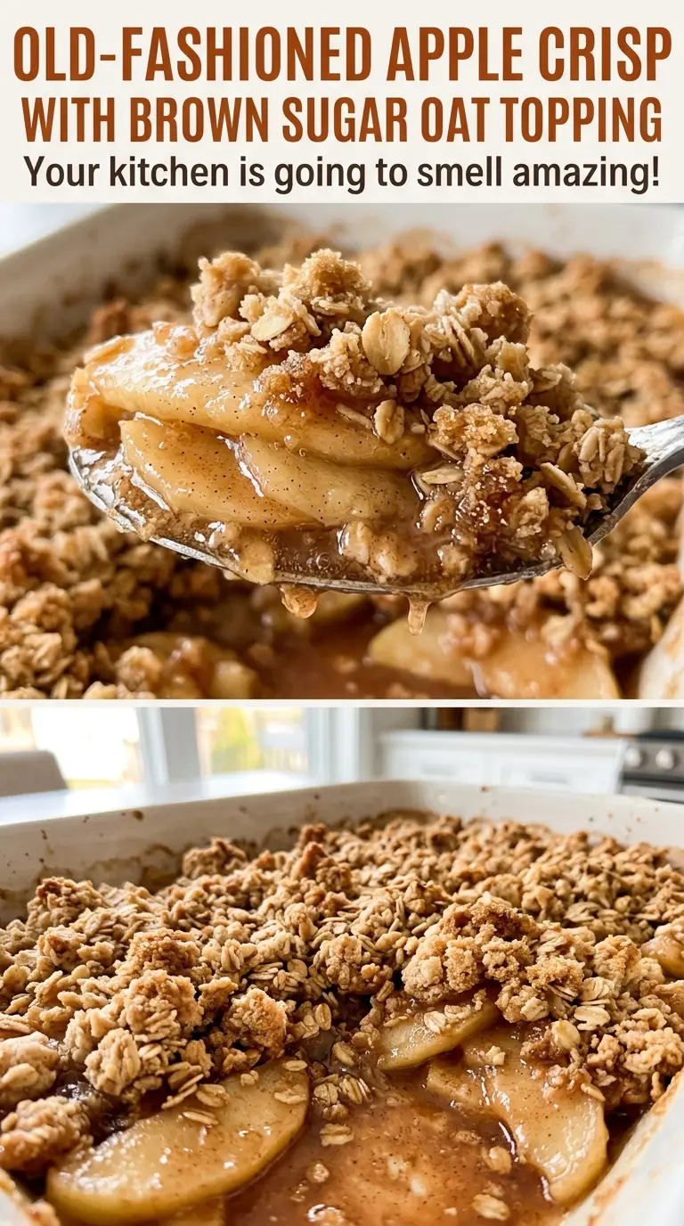 Old-Fashioned Apple Crisp with Brown Sugar Oat Topping, crisp oat crumble