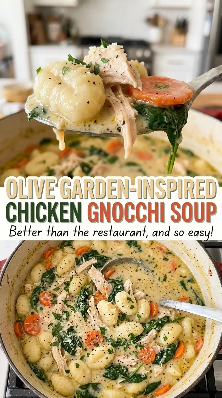 Olive Garden-Inspired Chicken Gnocchi Soup creamy spinach