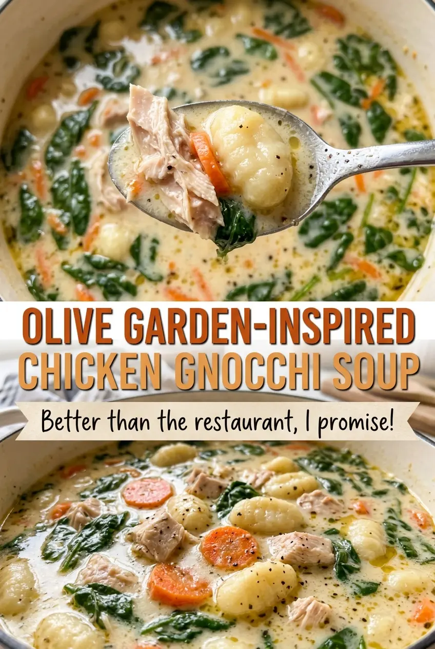 Olive Garden-Inspired Chicken Gnocchi Soup creamy spinach