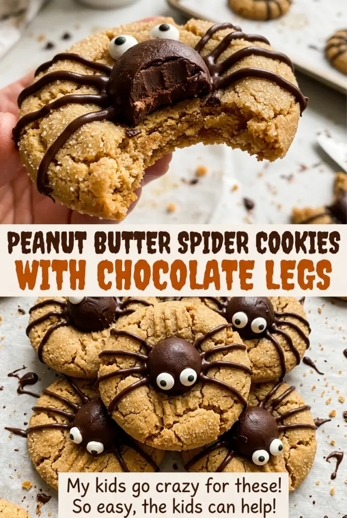Peanut Butter Spider Cookies with Chocolate Legs
