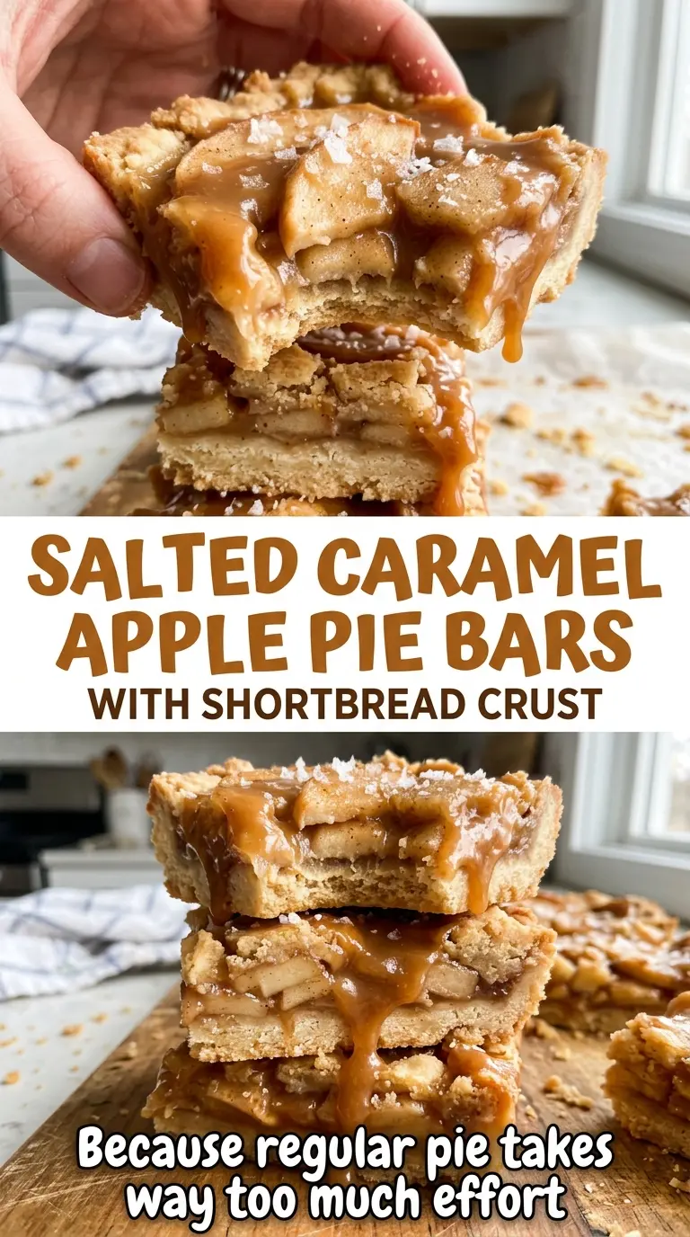 Salted caramel apple pie bars, tart apples and crumb topping