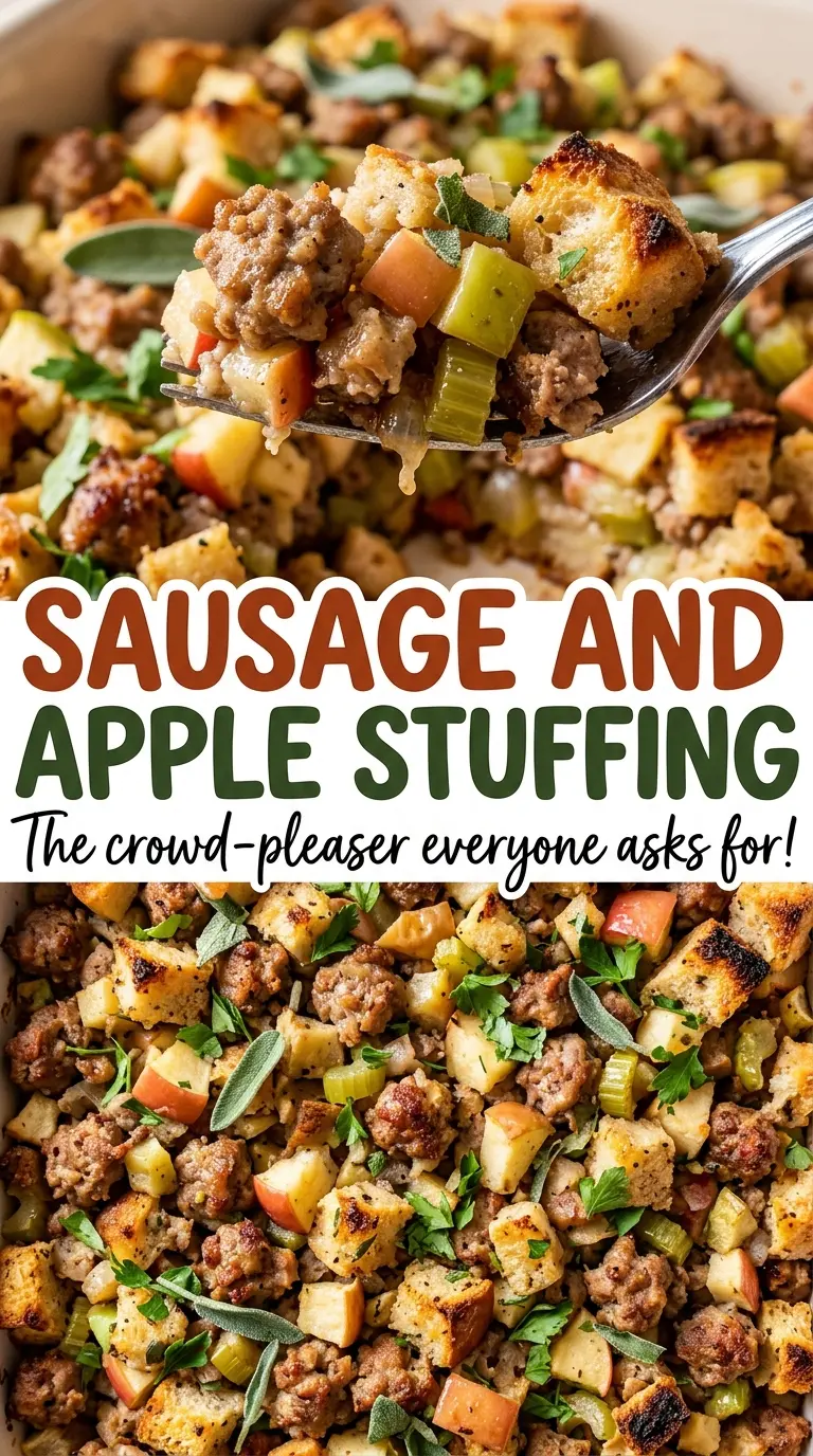 Sausage and Apple Stuffing savory golden bake