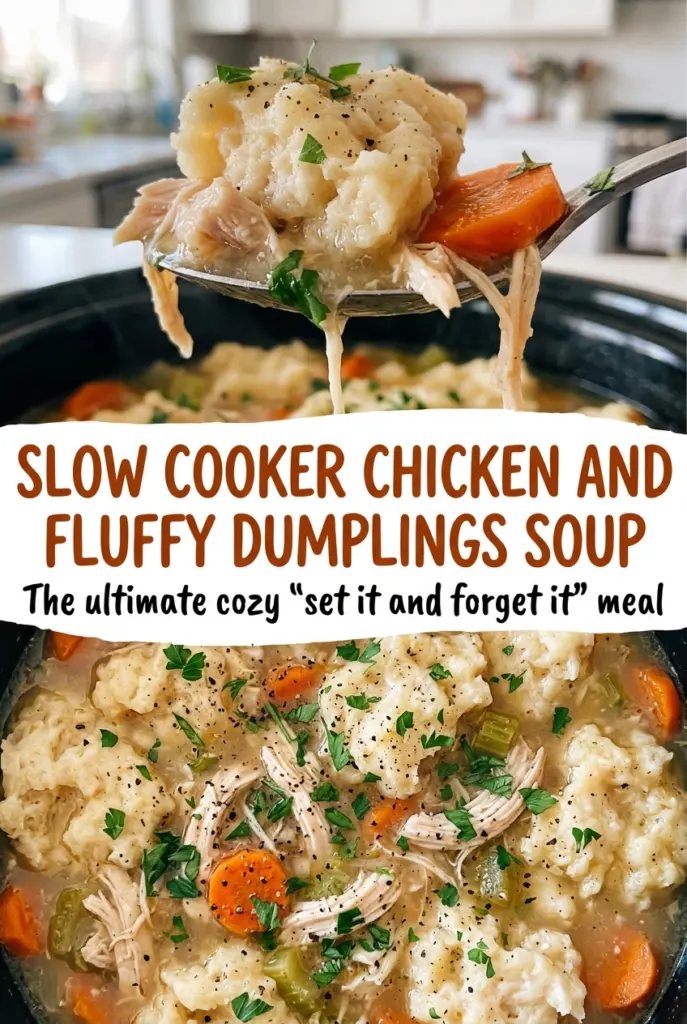 Slow Cooker Chicken and Fluffy Dumplings Soup