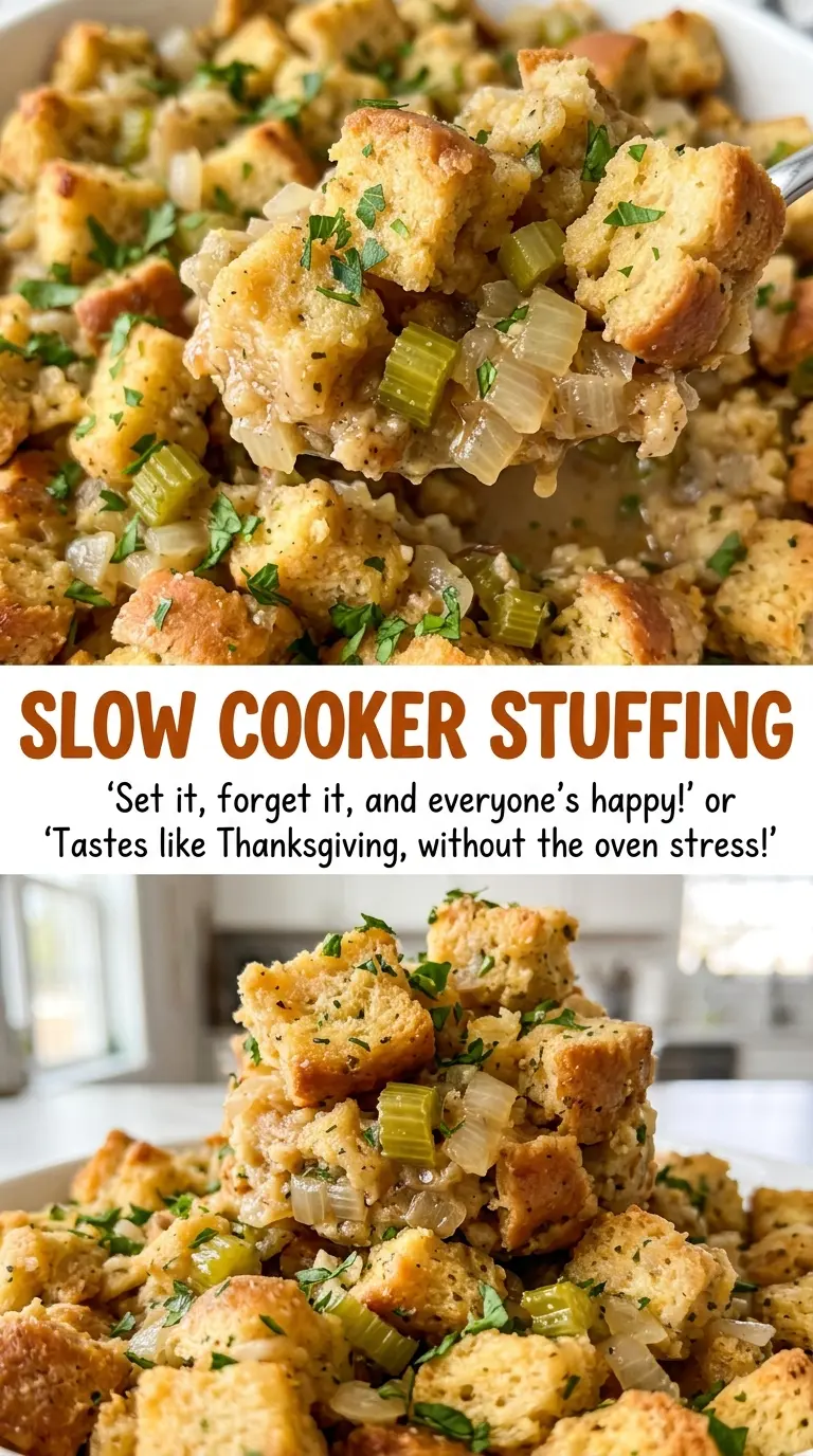 Slow cooker stuffing with tender herb flecks