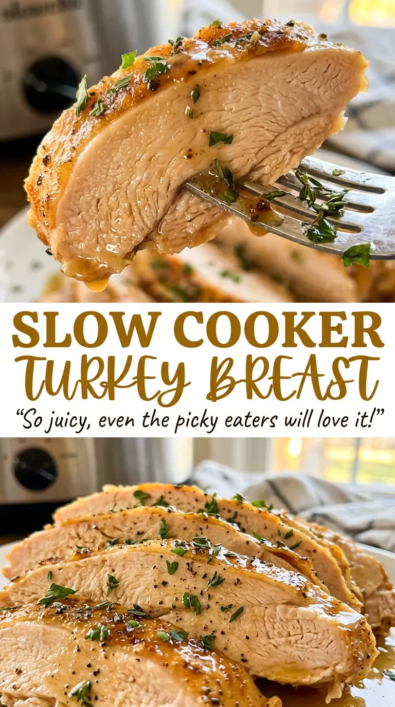 Slow Cooker Turkey Breast tender herb-seasoned slices