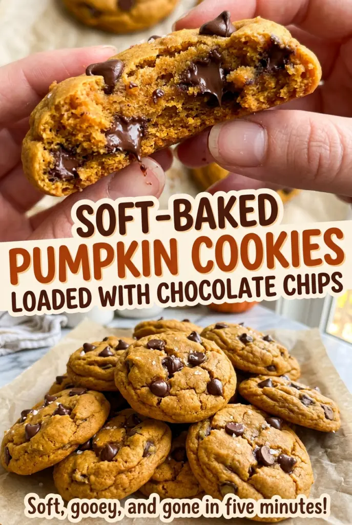 Soft-Baked Pumpkin Cookies Loaded with Chocolate Chips