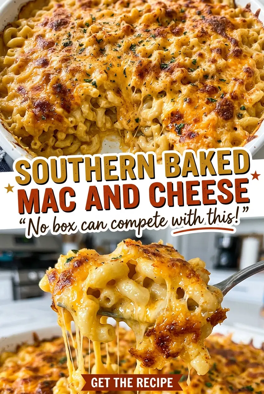 Southern Baked Mac and Cheese golden cheesy bubbling