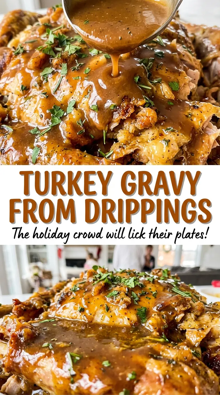Turkey gravy from drippings, silky and golden