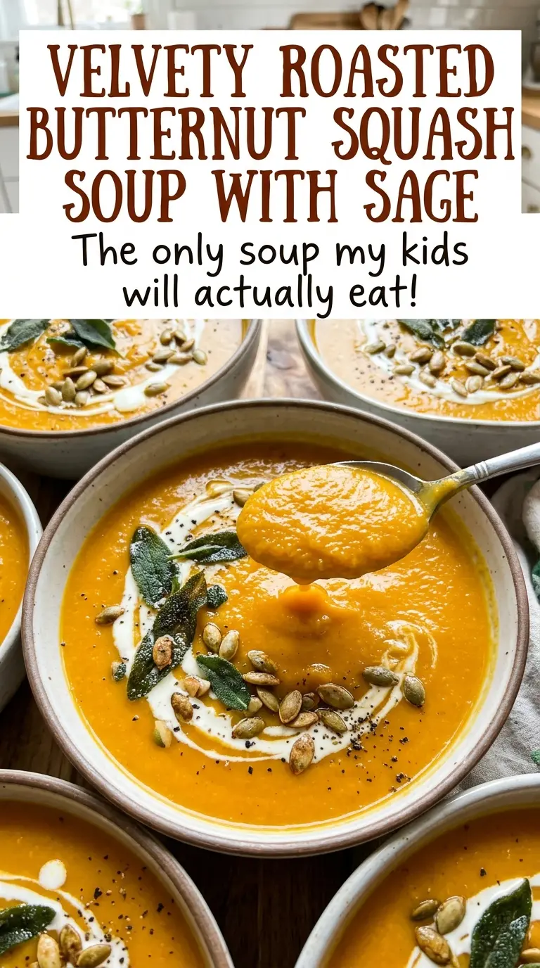 Velvety Roasted Butternut Squash Soup with Sage, creamy and golden