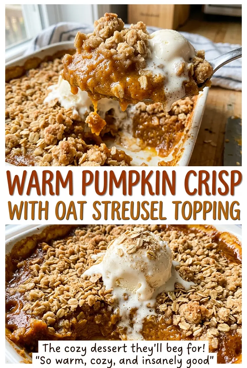 Warm Pumpkin Crisp with Oat Streusel Topping, golden oat topping